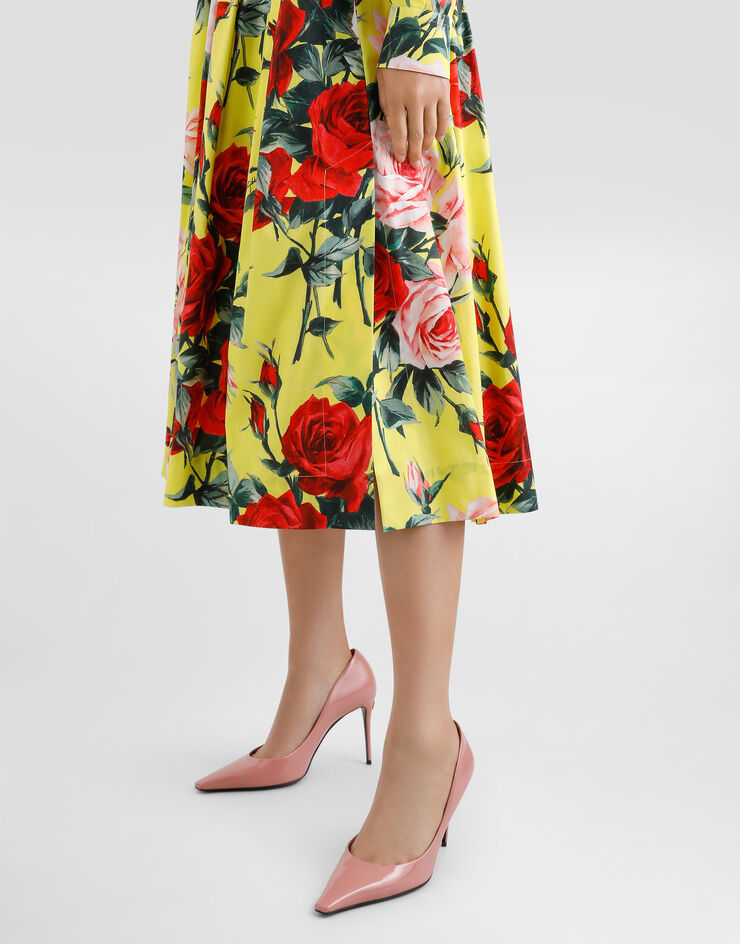 Dolce & Gabbana Falda longuette de algodón con estampado Bouquet Imprima F4CFETHS5TF