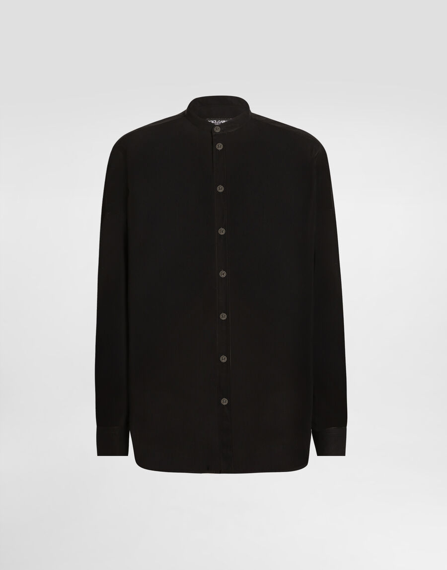 Cotton canvas mandarin shirt