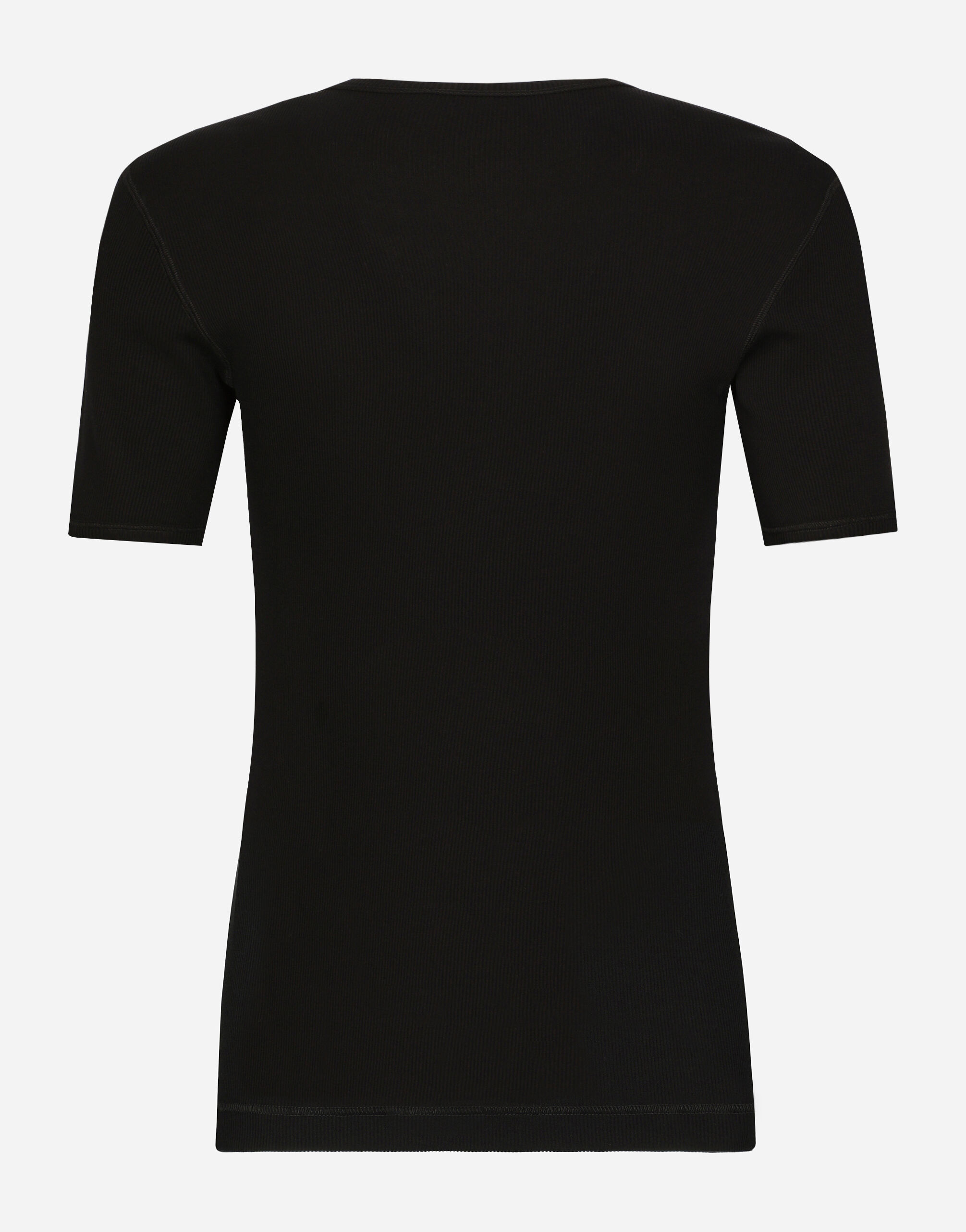 Tシャツ・カットソー DOLCE & GABBANA Men T-shirt Black G8PA6TFUGI4 N0000 Cotton T-shirt with logo embroidery in Black for Men