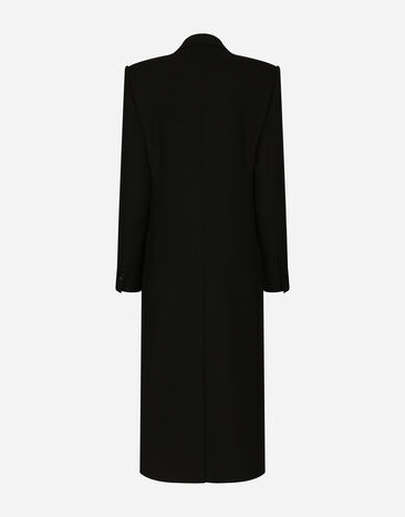 Dolce&Gabbana Long single-breasted wool tuxedo coat Black F0W1LTFU227