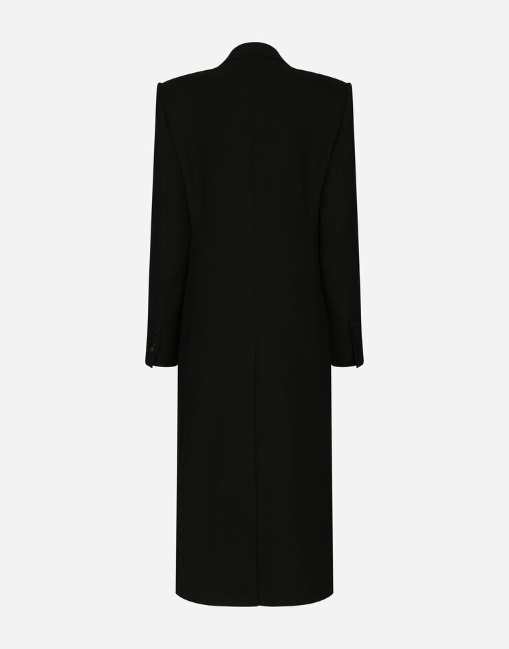 Dolce&Gabbana Abrigo largo tipo esmoquin de botonadura sencilla de lana Negro F0W1LTFU227