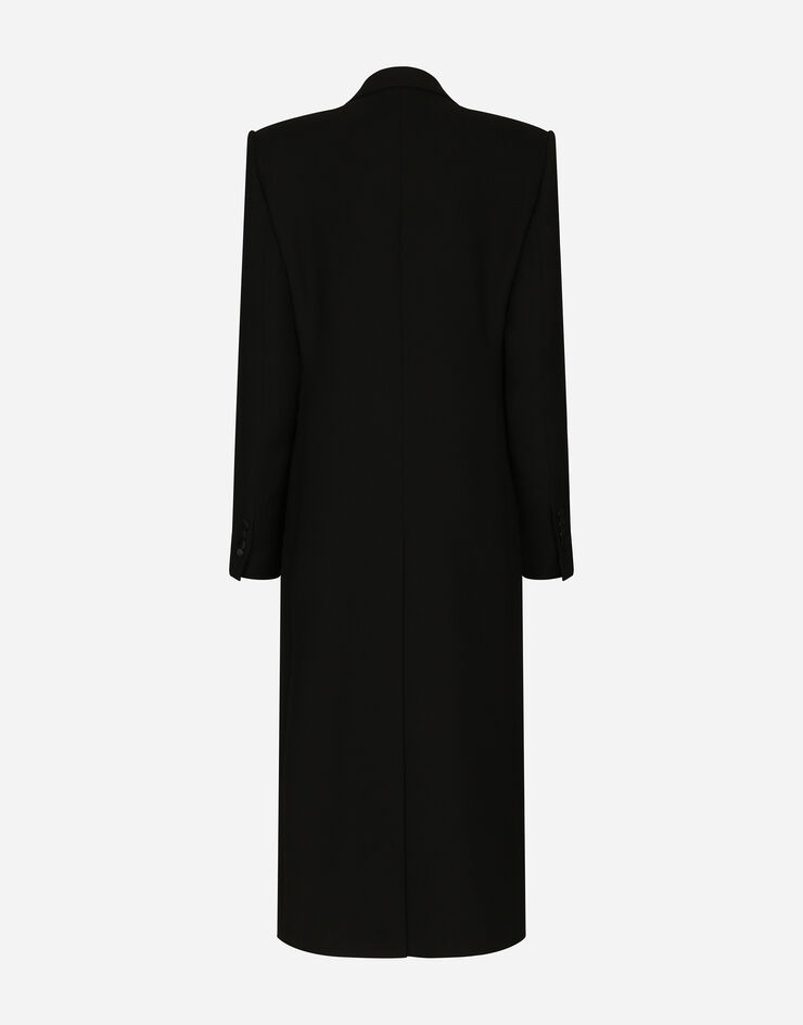 Dolce&Gabbana Long manteau smoking droit en laine Noir F0W1LTFU227