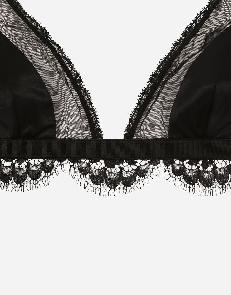 Dolce & Gabbana Satin, lace and tulle soft-cup triangle bra Black O1E31TONN35