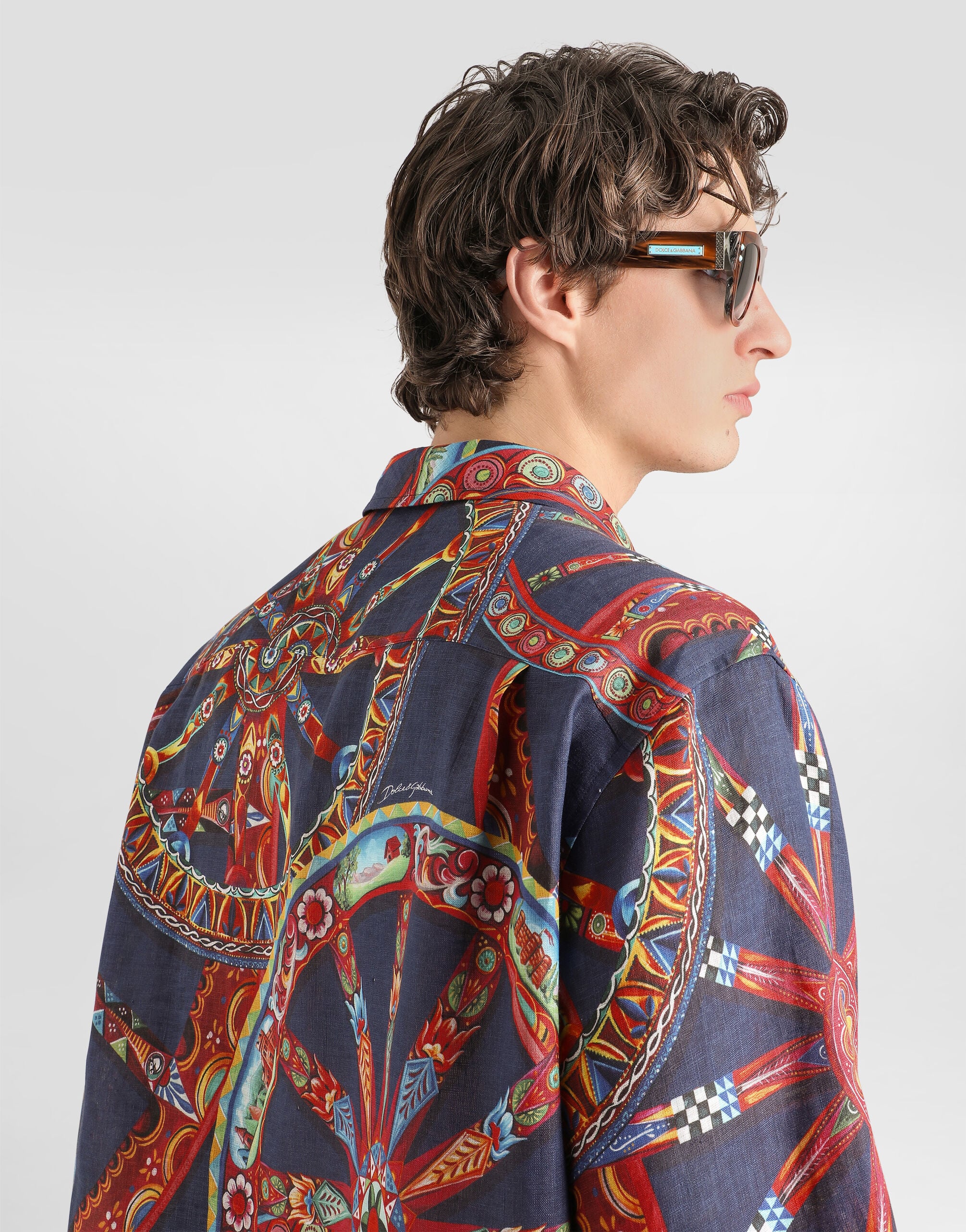 carretto-print hawaii linen shirt in Multicolor for Men