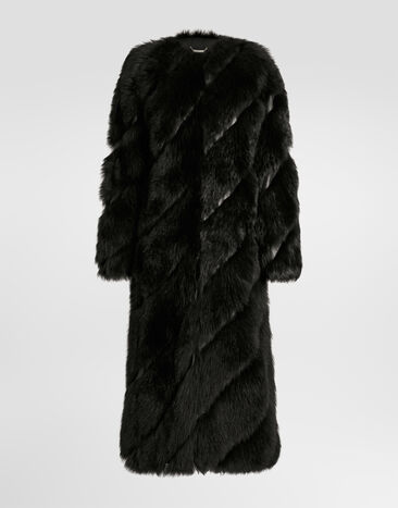Dolce & Gabbana Mantel aus Shearling Schwarz F0X0RFGDD7T