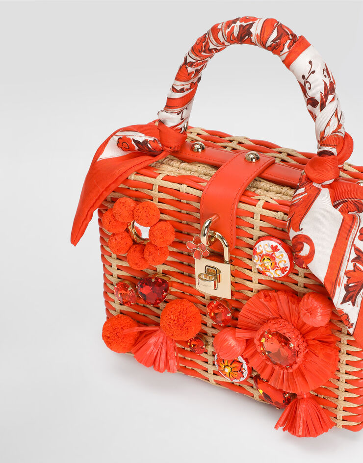 Dolce & Gabbana Dolce Box handbag in raffia Multicolor BB5970A0403