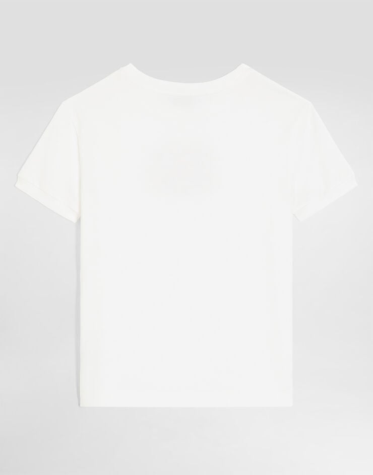 Dolce & Gabbana Jersey t-shirt with sequin logo embroidery Dolce & Gabbana Jersey t-shirt with sequin logo embroidery White L5JTNJG7P4E