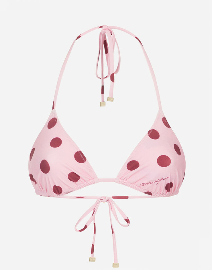 Dolce & Gabbana POLKA-DOT PRINT TRIANGLE BIKINI TOP ROSA O1A00JFSGSI