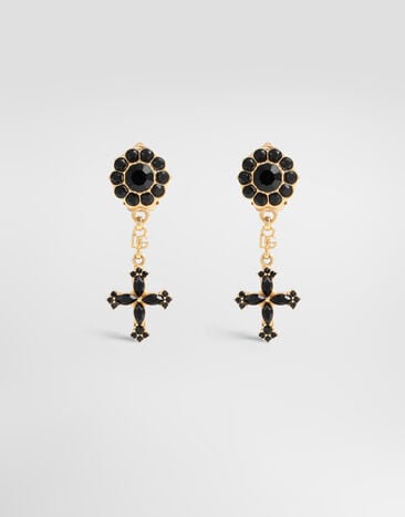 Dolce & Gabbana Cross and rhinestone clip earrings Multicolor WEQ4S2W1111