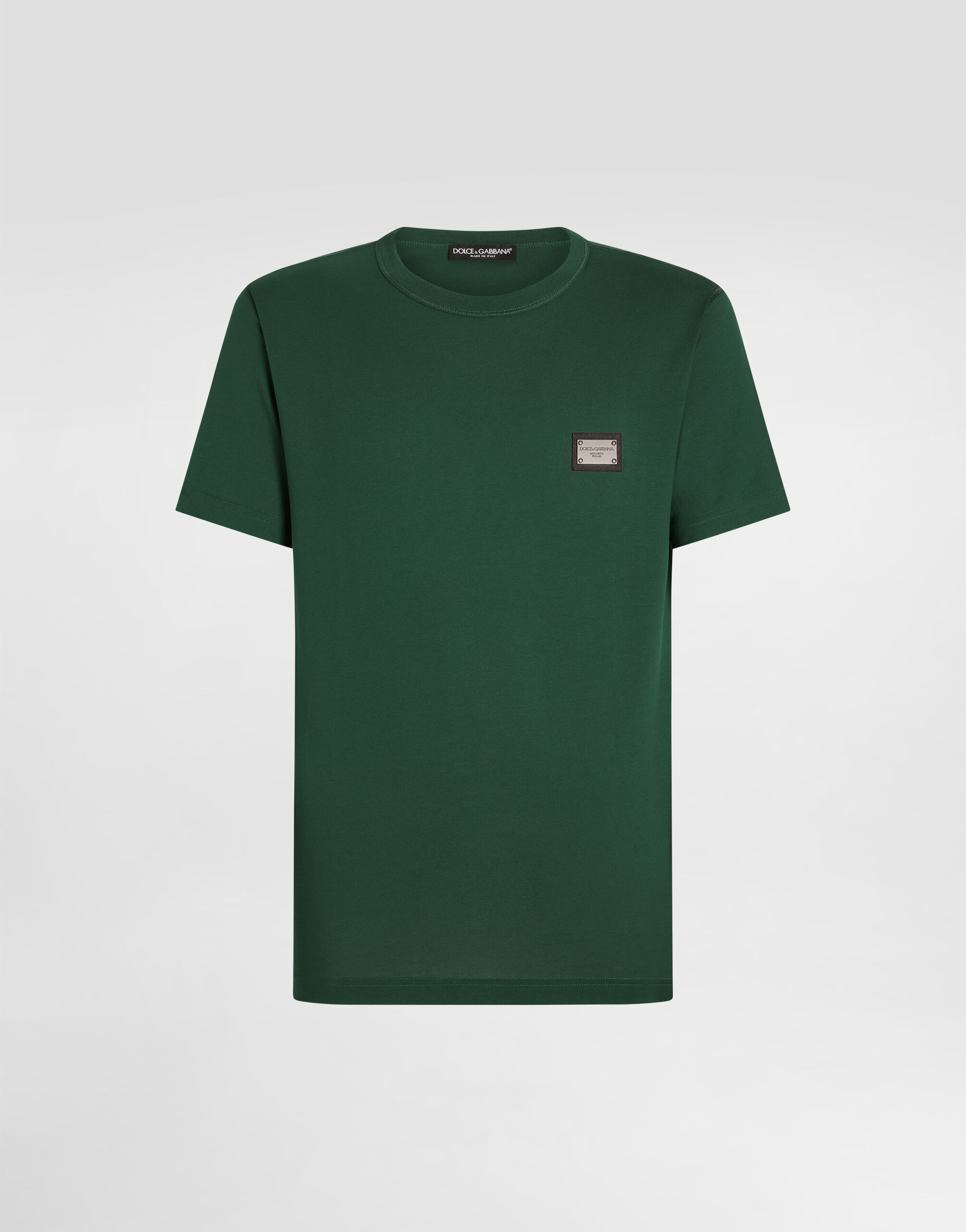 Dolce&amp;GabbanaコットンTシャツ withロゴ plaque Dolce & Gabbana Cotton Dg Logo Dj Plate T-Shirt Dg Red Gold 12561