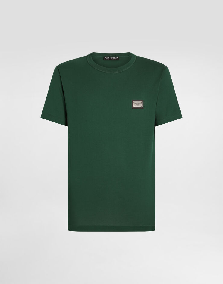 Dolce & Gabbana T-shirt cotone con placca logata Multicolore G8PT1TG7F2I