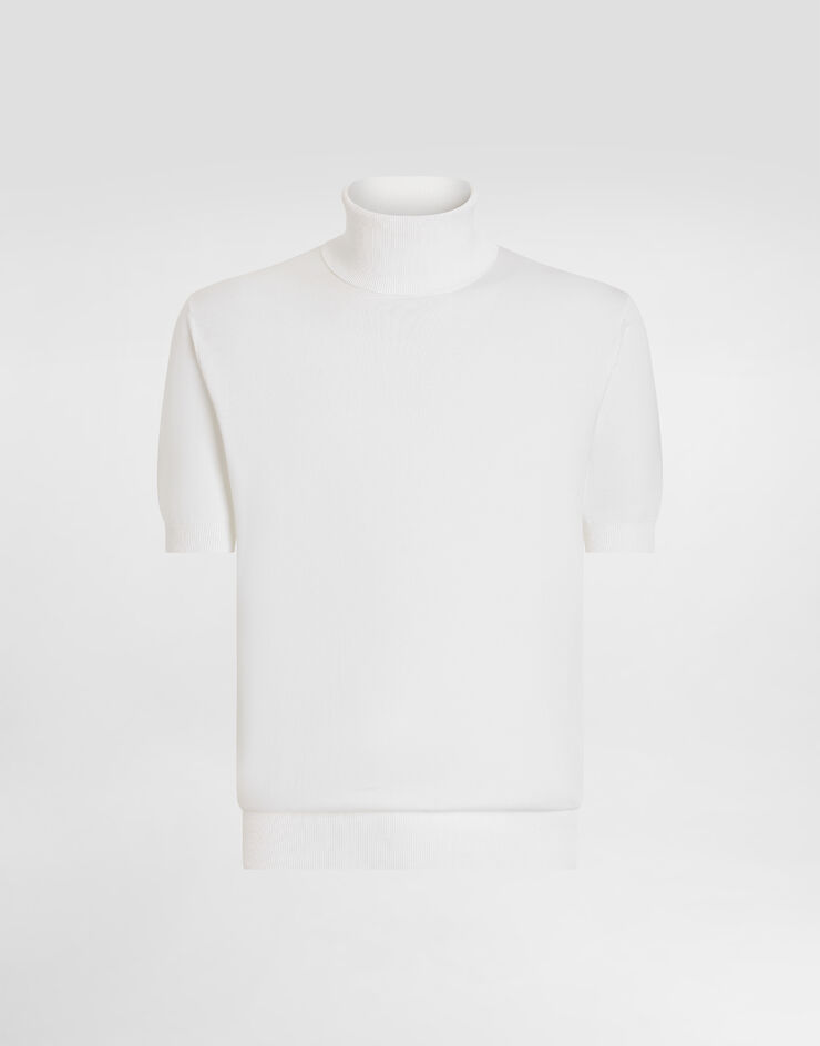 Dolce & Gabbana Maglia dolcevita maniche corte in cotone Bianco GXW49TJBCFV
