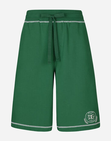 Dolce & Gabbana Jogging shorts with embroidered logo Green GP08BZG7NON