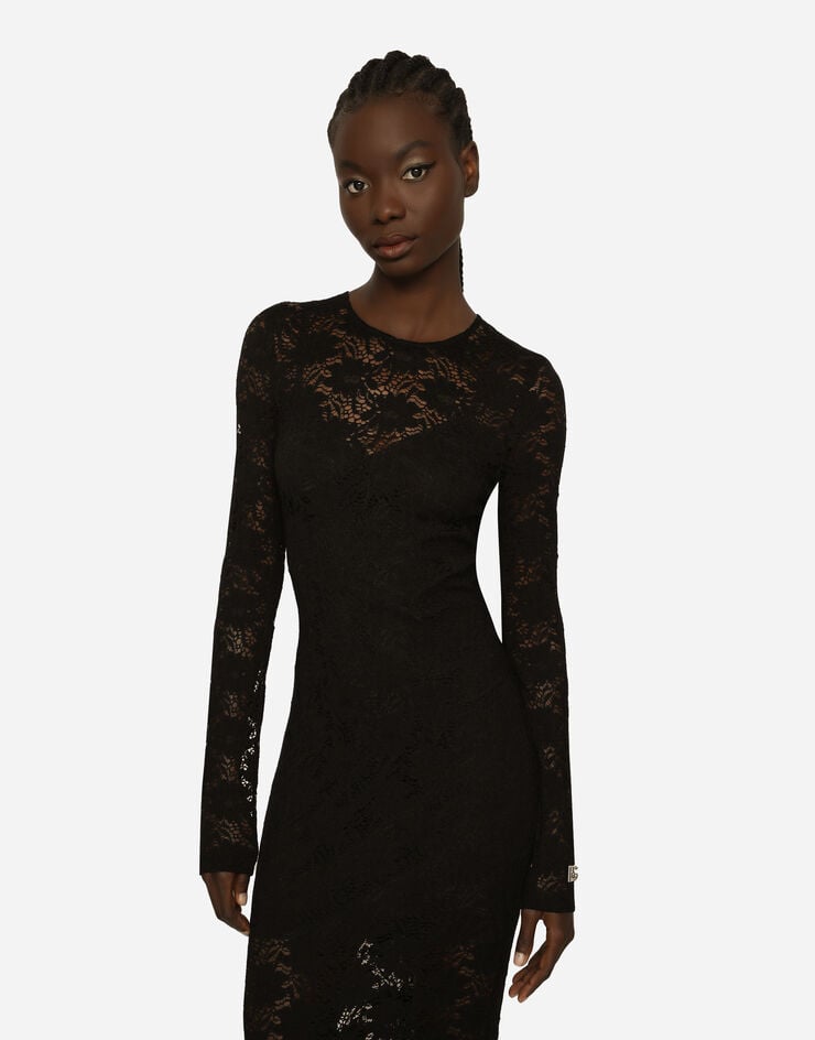 Dolce & Gabbana Длинное платье из кружева черный F6AQOTFLRFG