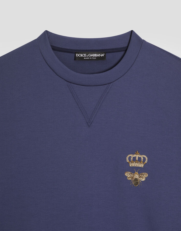 Dolce&Gabbana Cotton jersey sweatshirt with embroidery Blau G9ABJZHU7H9