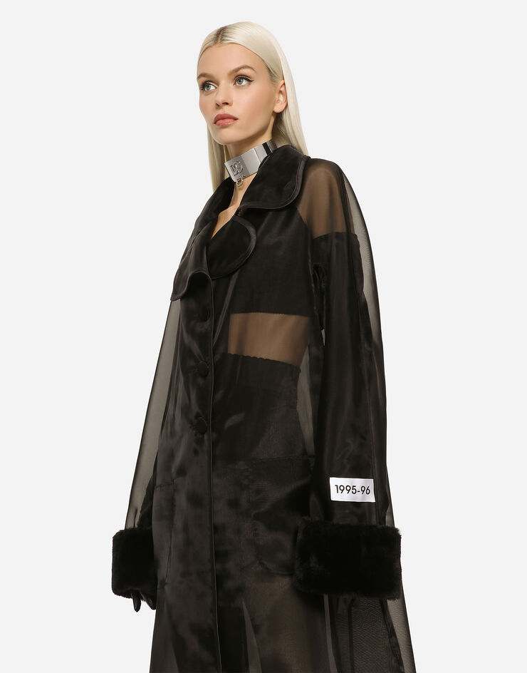 Dolce & Gabbana KIM DOLCE&GABBANA Organza trench coat with the Re-Edition label Black F0C5DTFUSYQ