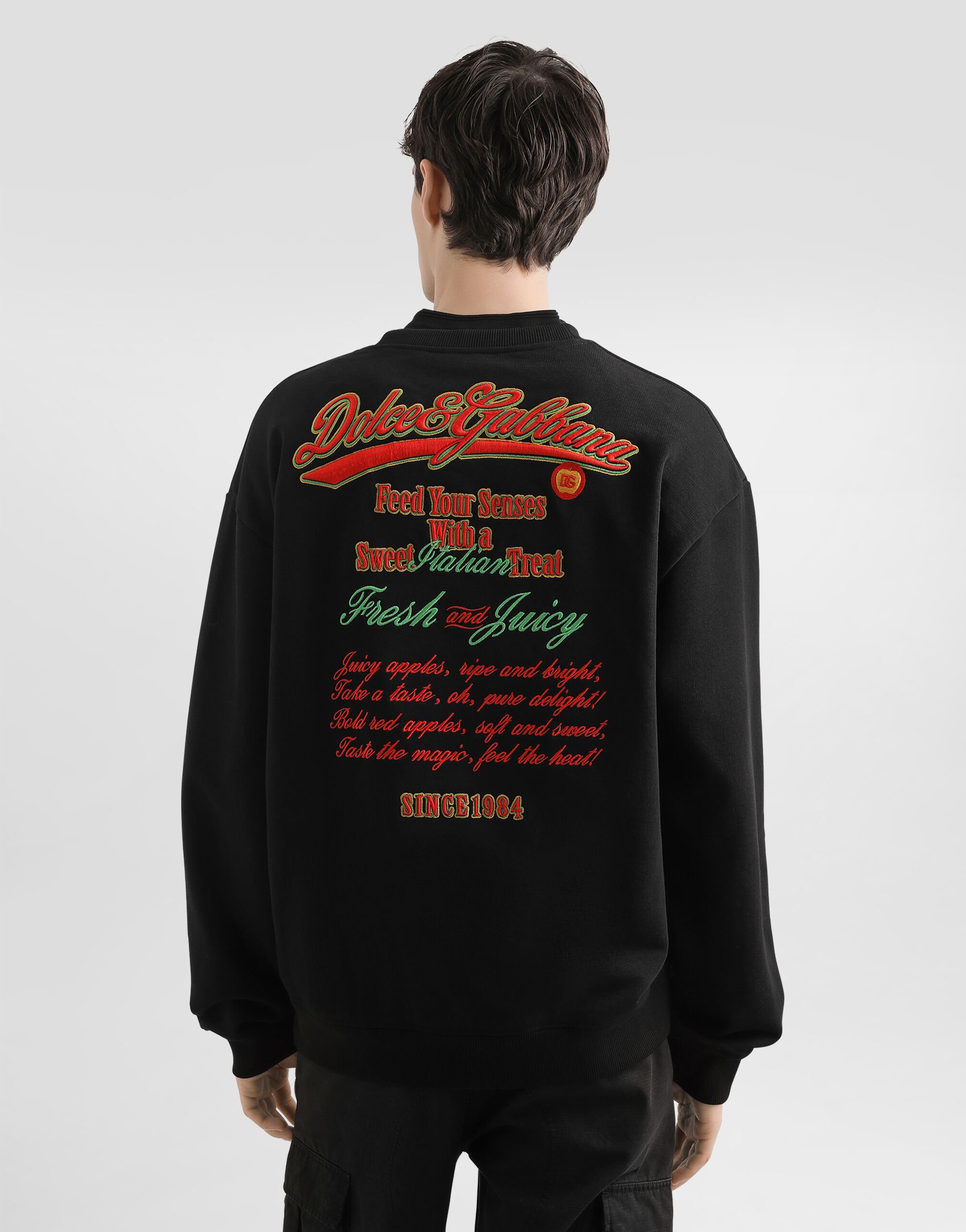 【関税&送料込】Dolce & Gabbana Black Wool Blend Sweatshirt Long-sleeved T-shirt with logo tag in Black for Men