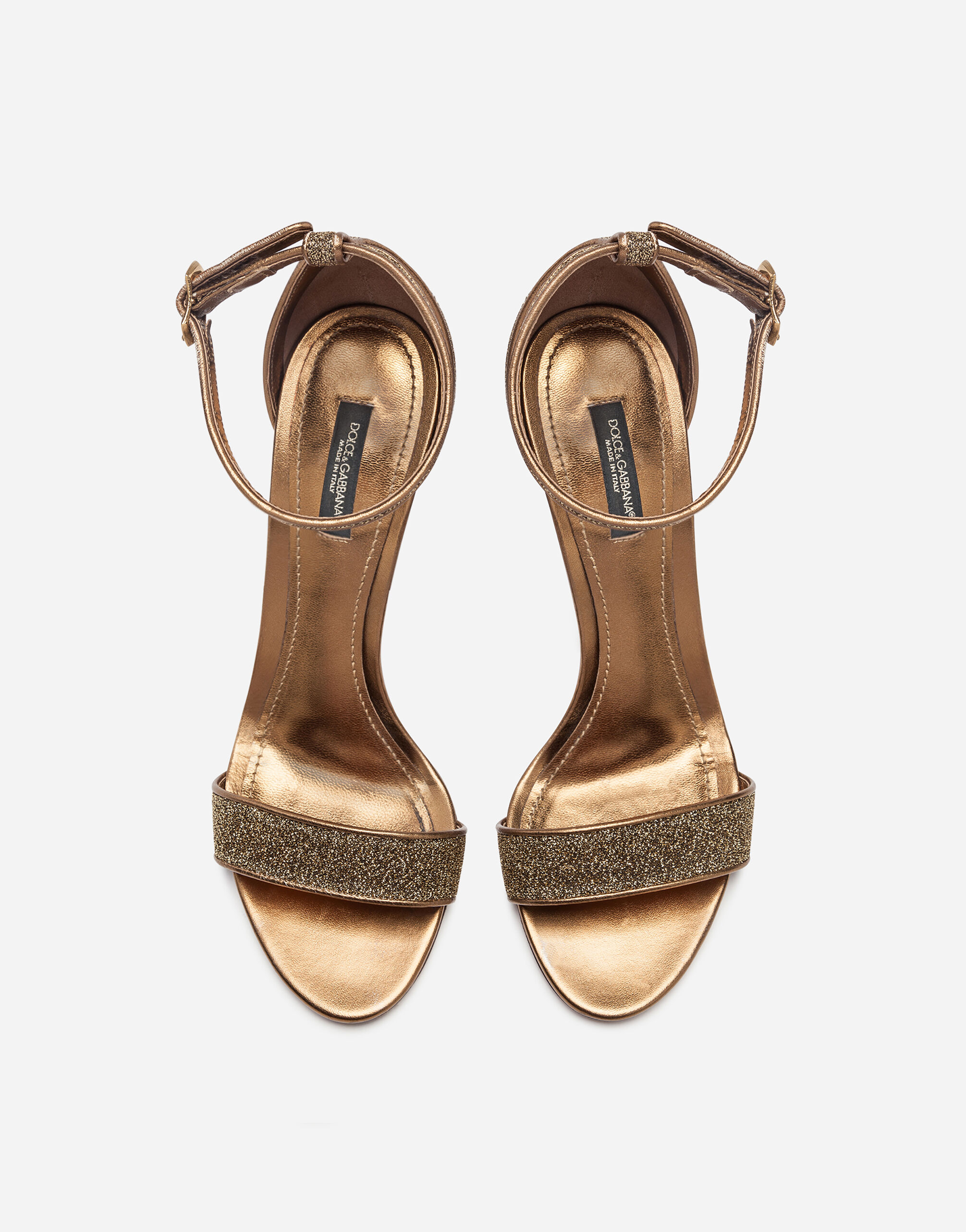 Lurex sandals with sculpted heel