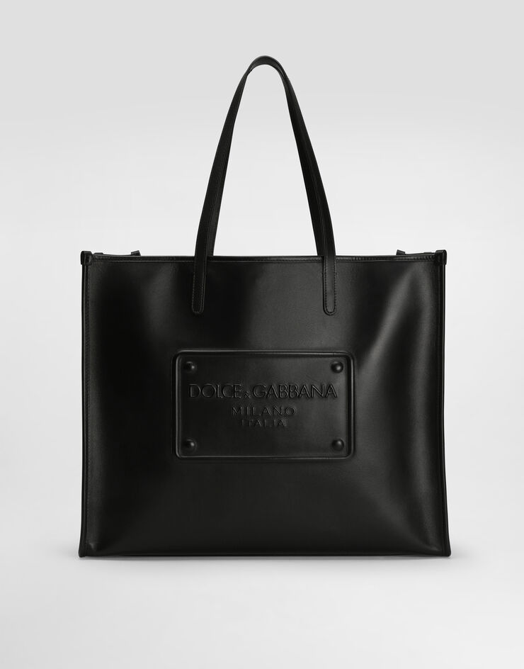 Dolce & Gabbana 凸纹徽标小牛皮购物袋 黑 BM2274AG218
