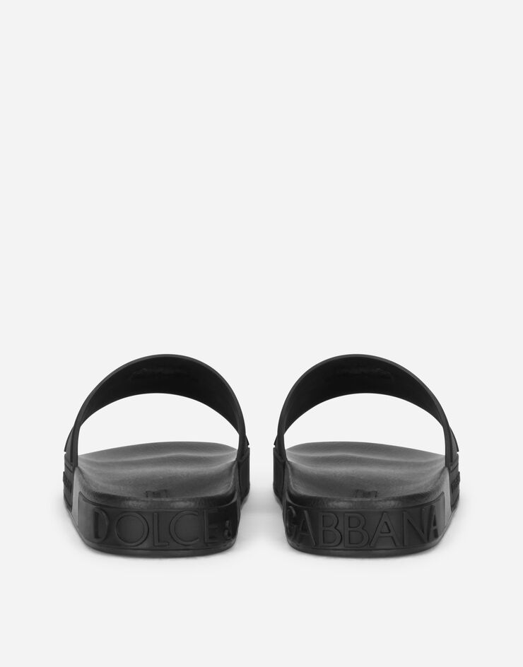Dolce & Gabbana Rubber beachwear slides with DG logo Dolce & Gabbana Rubber beachwear slides with DG logo BLACK CS1786AX389