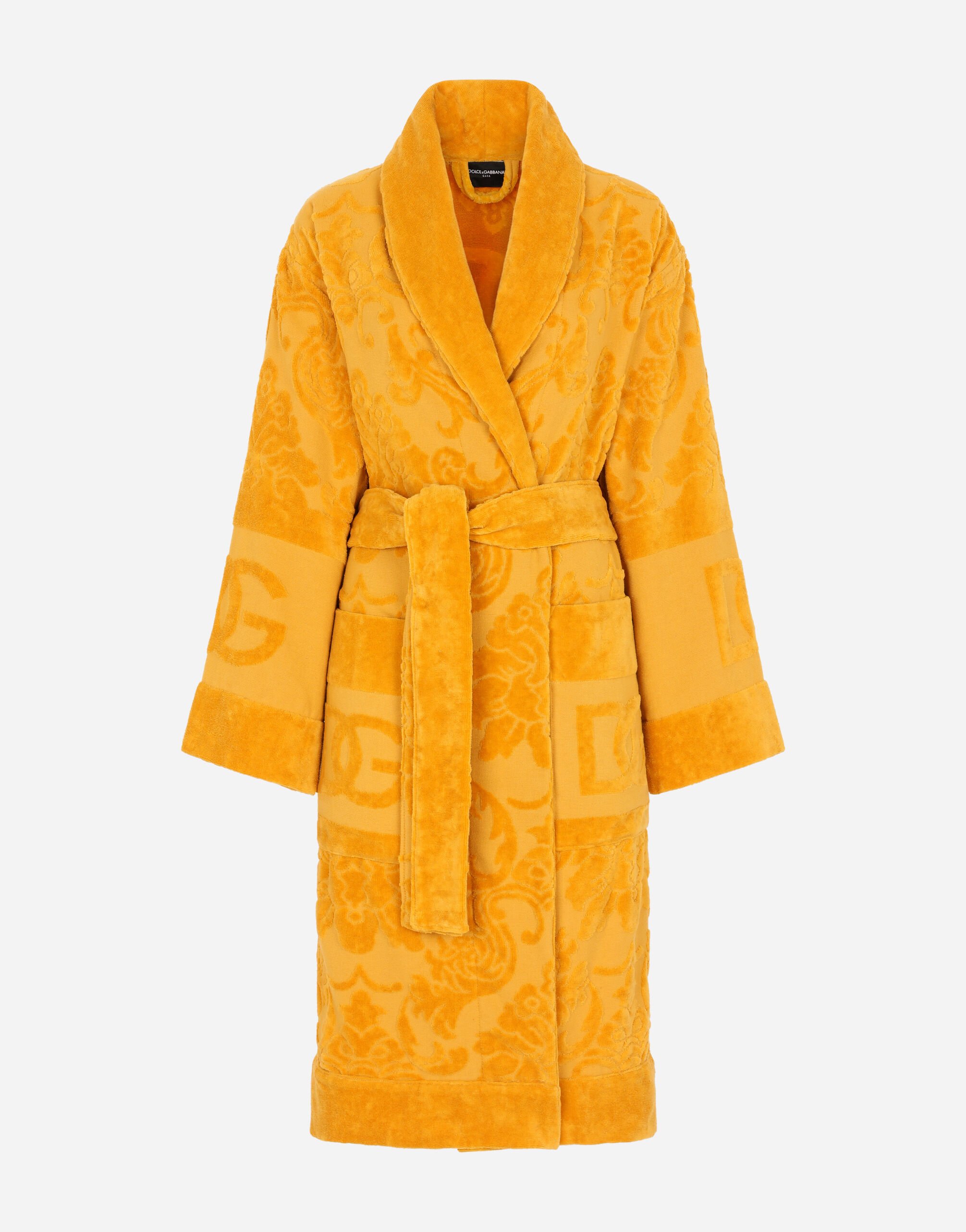 Dolce & Gabbana Bath Robe in Terry Cotton Jacquard Multicolor TCE001TCAIY