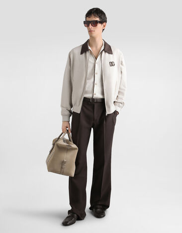 Dolce & Gabbana Linen and silk bomber jacket Beige G9BODZFUTAZ