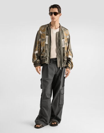 Dolce & Gabbana Cargo-print oversized twill bomber jacket Multicolor G9CBBTHI12D