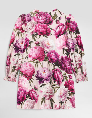 Dolce & Gabbana Peony-print cotton flannel dress Multicolor L54DW5G7QZV
