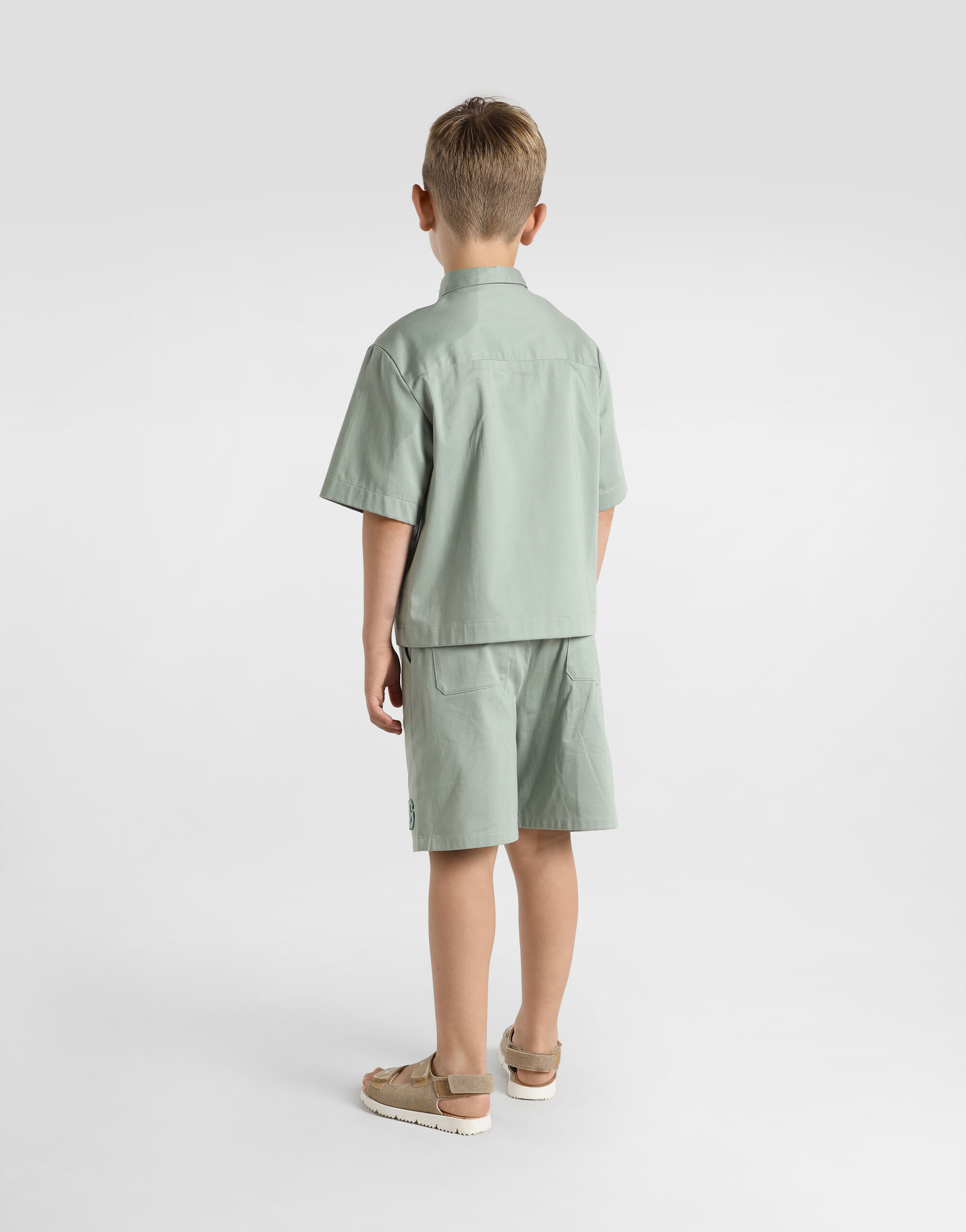Cotton sateen shirt in Green for Boys | Dolce&Gabbana® US