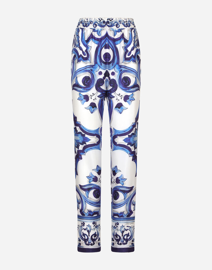 Dolce & Gabbana Silk twill pants with majolica print Multicolor FTCIDTHI1BE