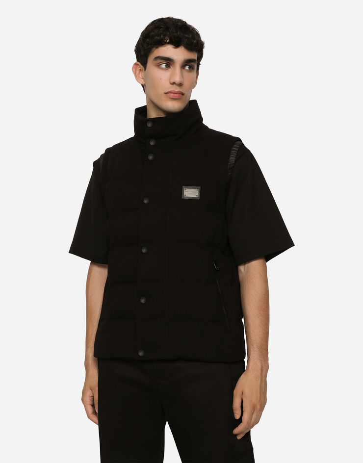 Dolce & Gabbana Jersey vest with branded tag Black G9ABGTGF790