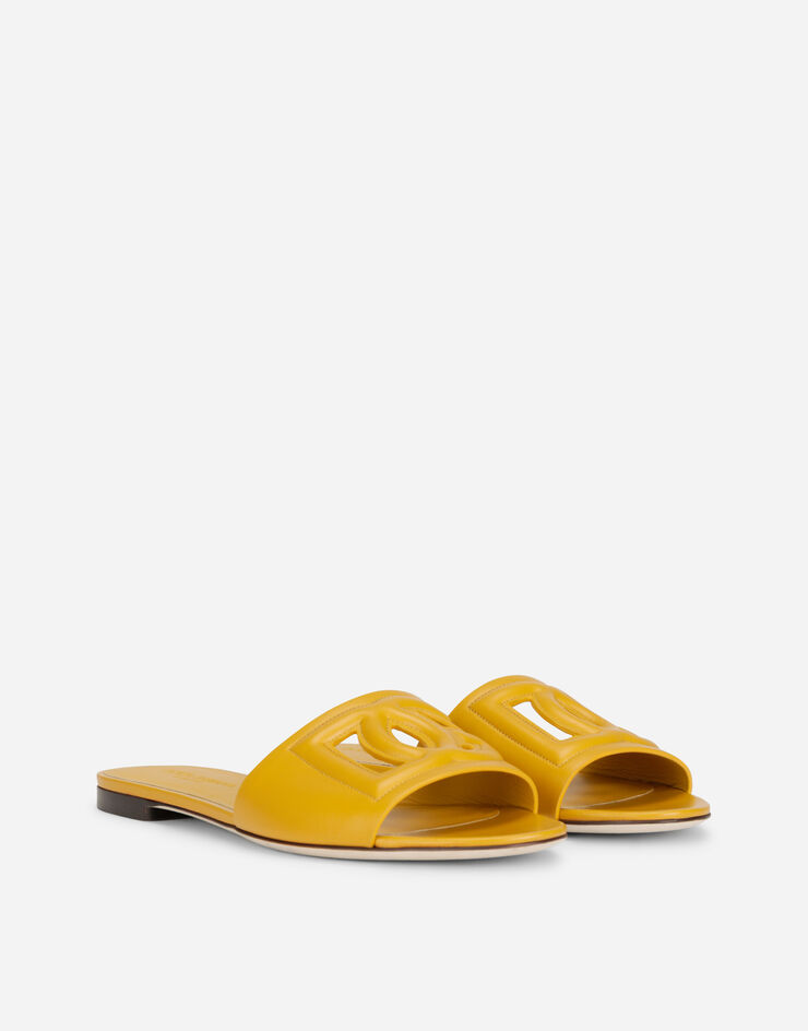 Dolce & Gabbana Calfskin slides with DG logo Yellow CQ0436AY329