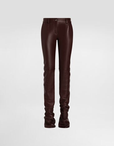 Dolce & Gabbana Nappa leather trousers with sandblasted finish Brown FTDE1LHULZW