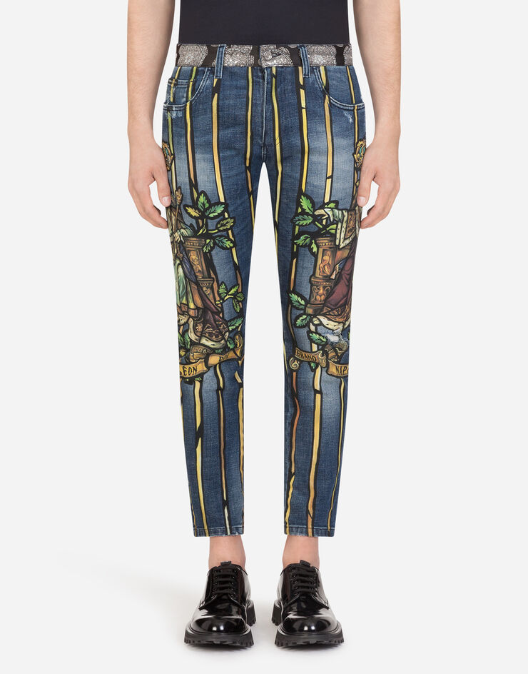Dolce & Gabbana STRETCH SKINNY JEANS WITH NAPOLEON PRINT MULTICOLORED GYC4LDG8CD3