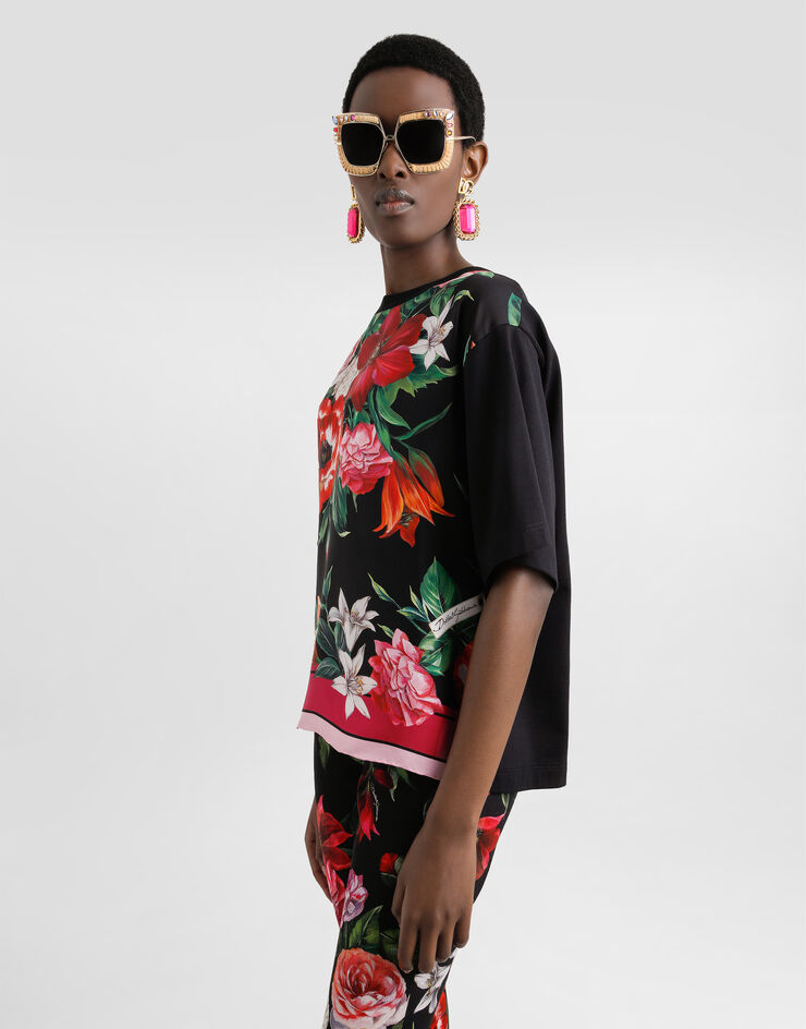 Dolce & Gabbana Short-sleeved t-shirt with foulard Black F8V74ZGDDCG