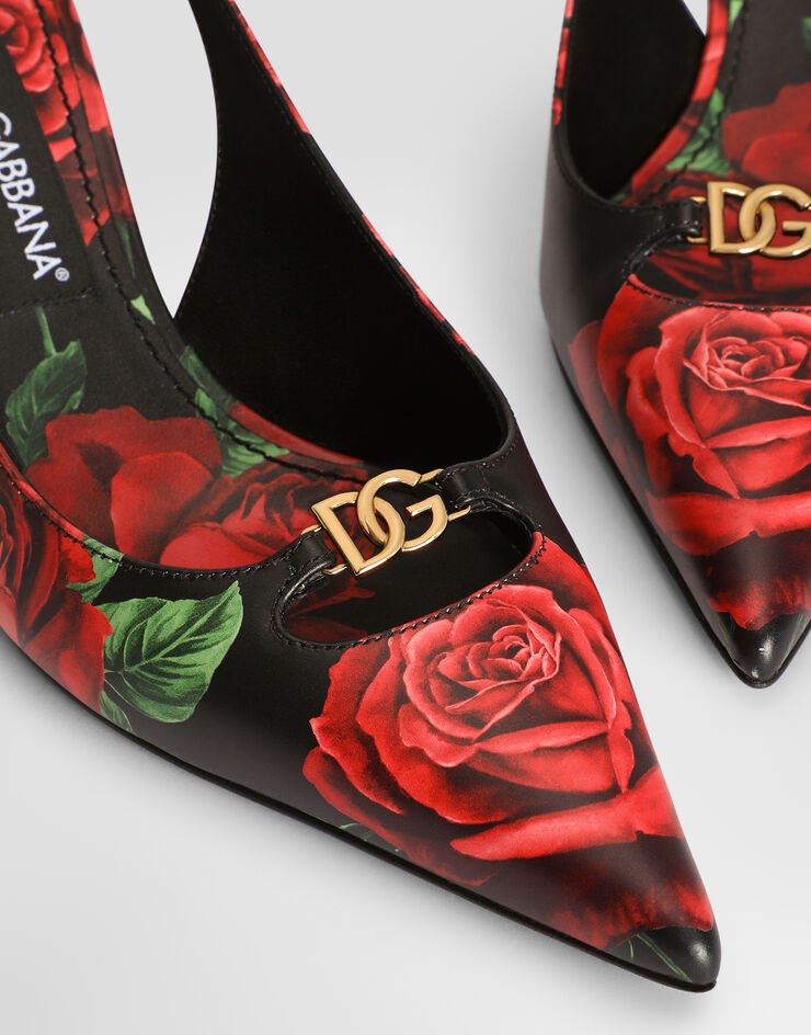 Dolce & Gabbana Slingback en piel de becerro con estampado de rosas Dolce & Gabbana Slingback en piel de becerro con estampado de rosas Multicolor CG0796A0706