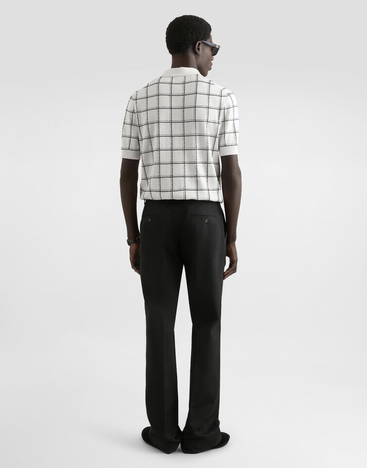 Dolce & Gabbana Silk polo shirt with intarsia and embroidery Multicolor GXZ02ZJBSOD