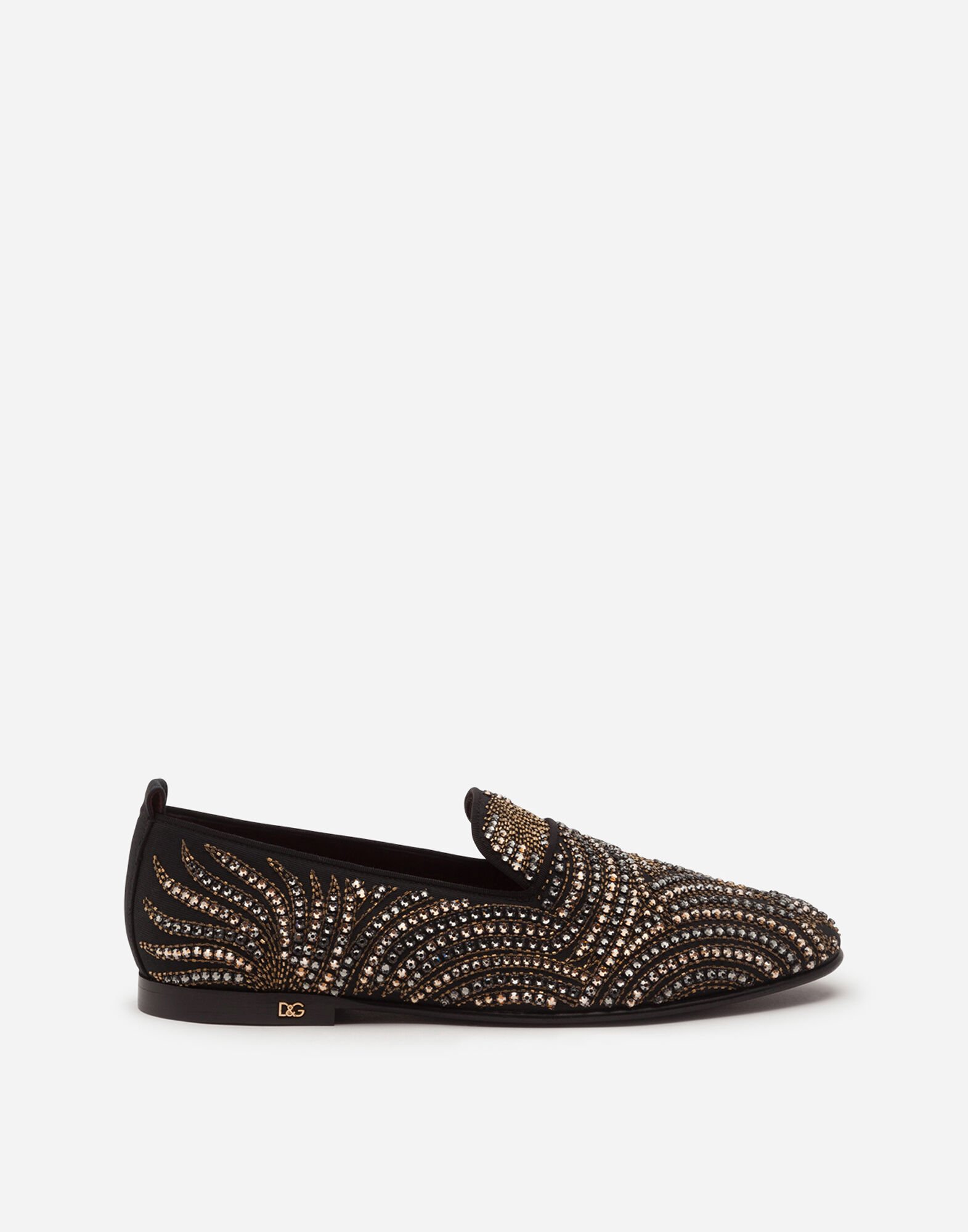 Dolce & Gabbana Slippers in velvet with crystals Black CS1769AJ968