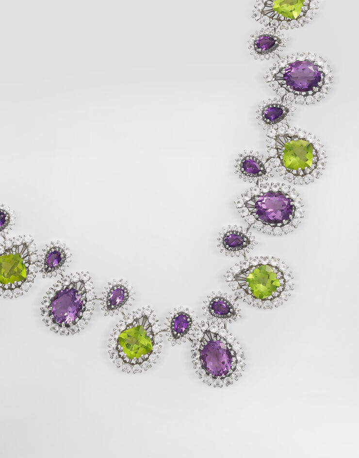 Dolce & Gabbana Eleganza Necklace 18-carat white gold, amethysts, peridots, and sapphires    White WNSA4GWAME1