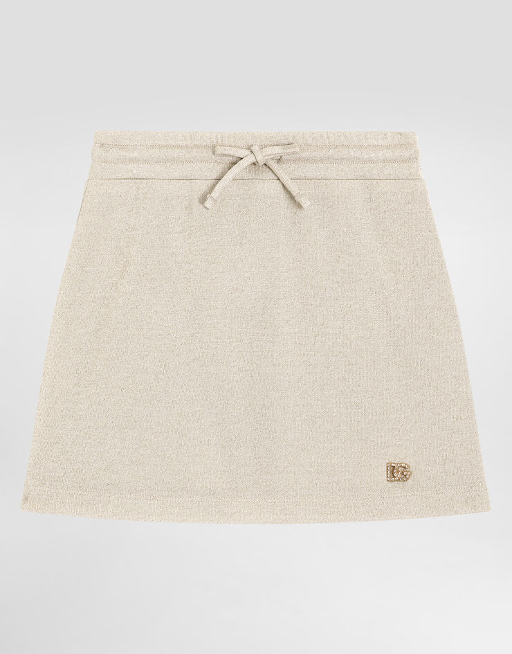 Dolce & Gabbana Lurex jersey skirt with DG logo Gold L5JIA2G7O0U