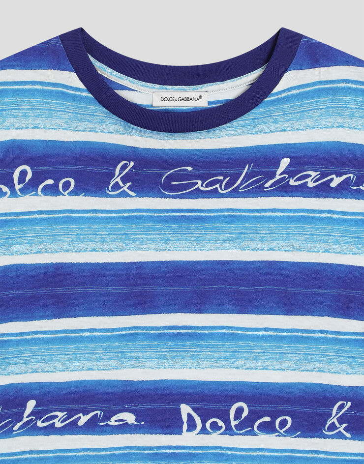 Dolce & Gabbana Jersey T-shirt with striped print Blue L4JTHVII7FT