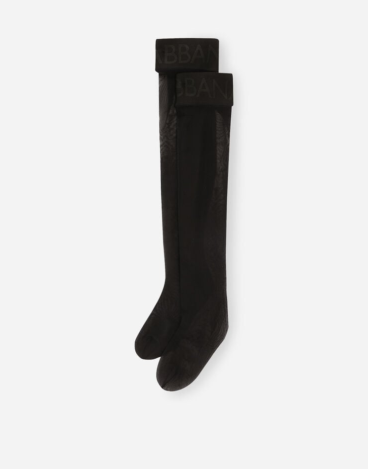 Dolce & Gabbana جوارب طويلة بشريط مرن موسوم أسود O4A70TONO28