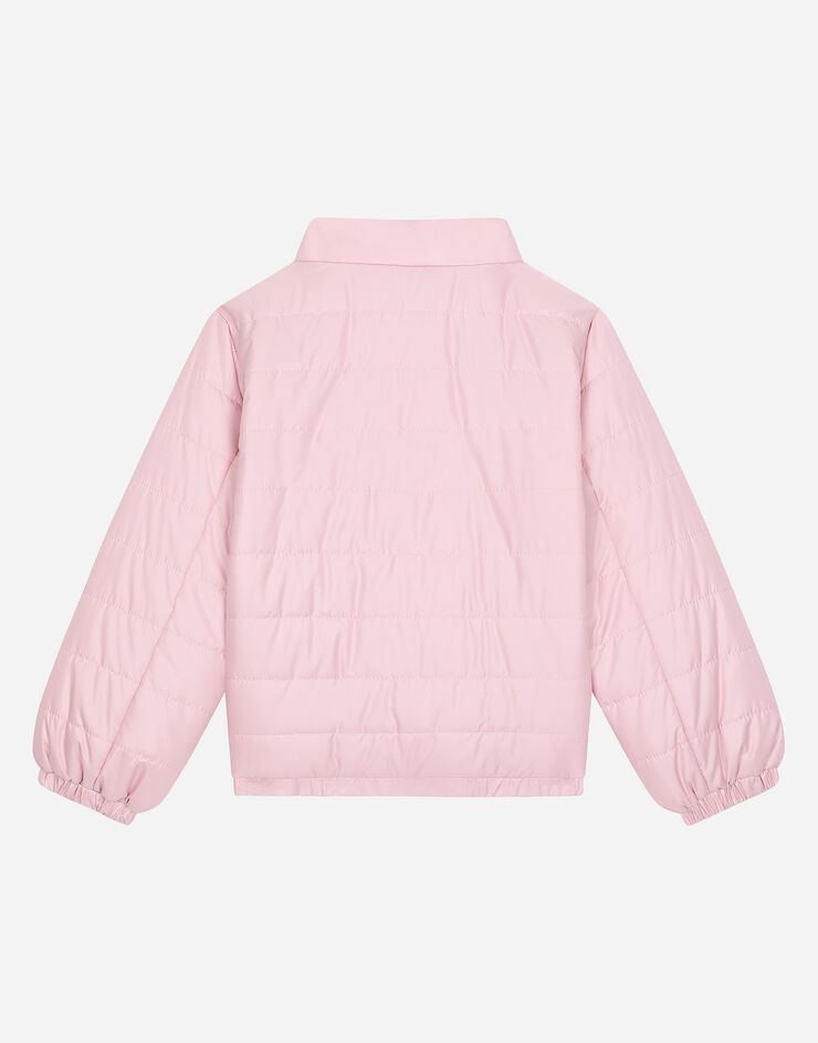 Dolce & Gabbana Padded nylon jacket with logo tag Pink L4JB6SG7M4M