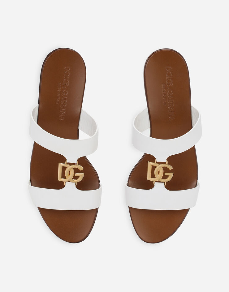 Dolce & Gabbana شبشب من جلد عجل بشعار DG أبيض CQ0608AW576