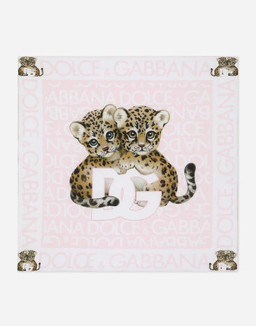 Dolce & Gabbana Jersey blanket with all-over logo print Beige LNJAD8G7L5F