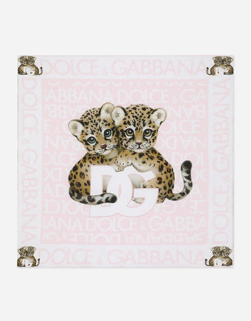 Dolce & Gabbana Jersey blanket with all-over logo print Pink LNJH68G7EY9