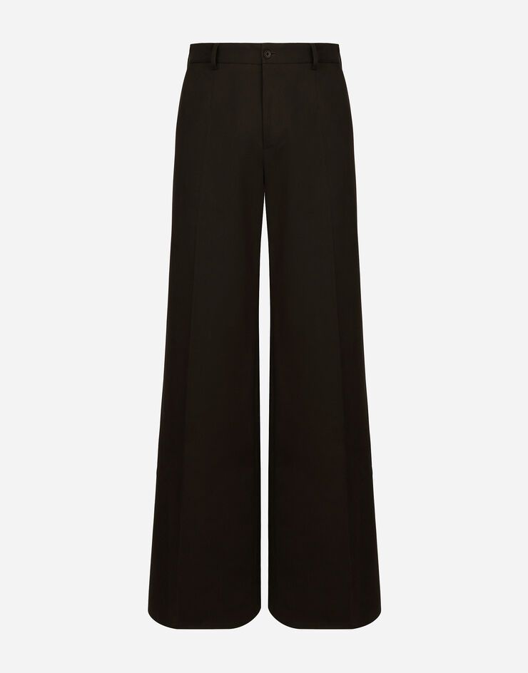 Dolce & Gabbana Pantalone gamba larga in cotone stretch Marrone GVKXHTFUFMV