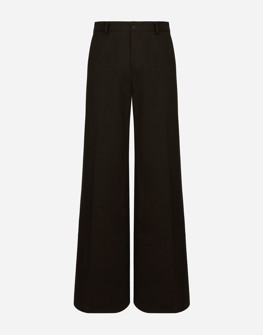 Wide-leg stretch cotton pants