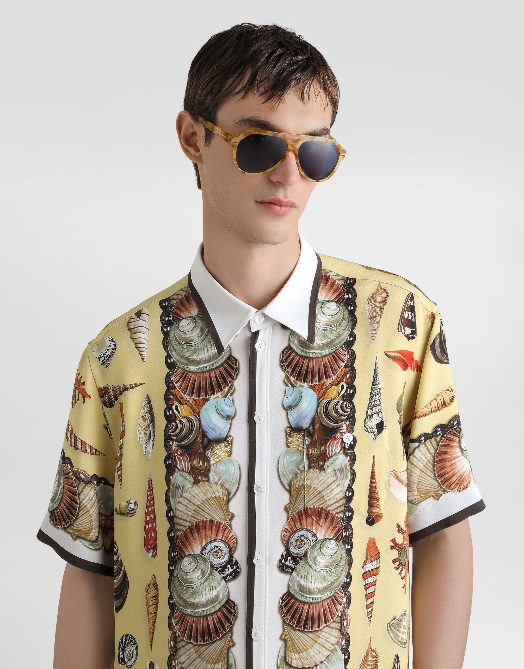 Shell-print marocaine crêpe hawaii shirt in Multicolor for Men
