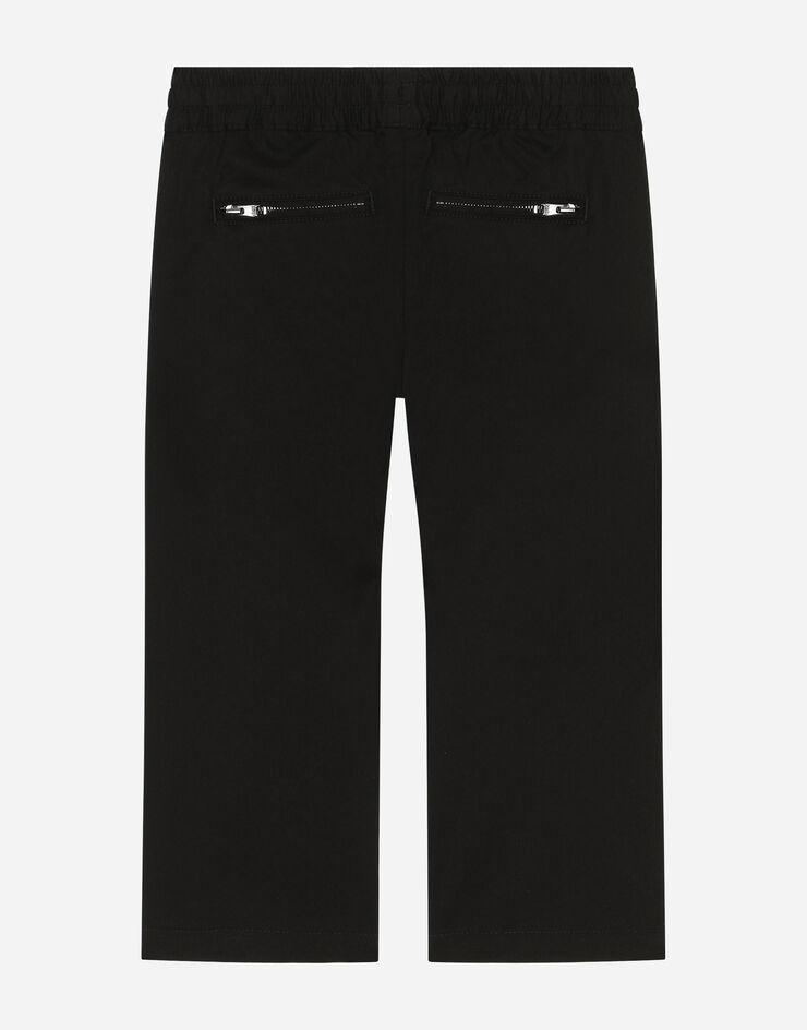 Dolce & Gabbana Gabardine jogging pants with DG logo patch Black L43P95G7E3N